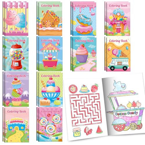 BenLouis 24 Pcs Sweet Candyland Mini Coloring Books for Kids Party Favors - style: Candyland