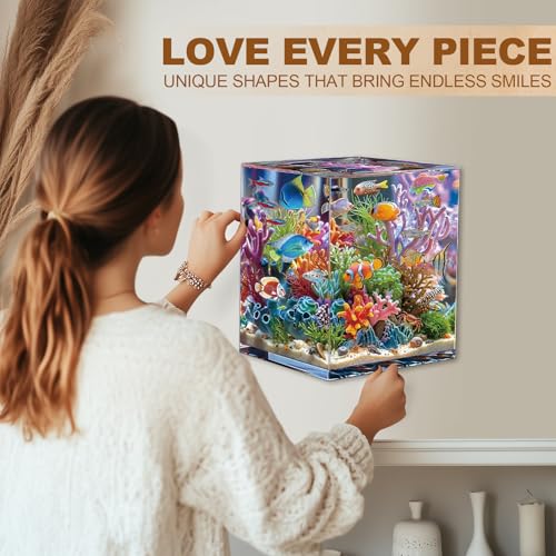 Wooden Puzzles for Adults, 10.6 * 10.2 in 195 pcs Ocean Aquarium Puzzle - color: Ocean Aquarium, size: Medium