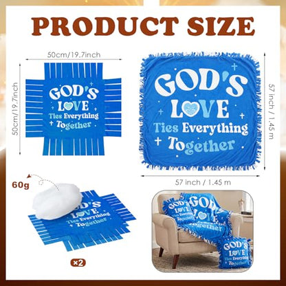 Vicenpal 3pcs God's Love Tie Blanket Kit Christian Fleece Pillow Craft Gift - style: God's Love