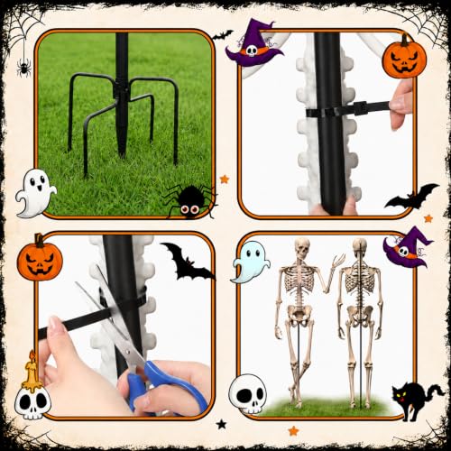2Set Halloween Metal Skeleton Stand, Black, 9.84 Ft/ 3 M, Classic - color: Black, style: Classic