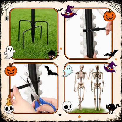 2Set Halloween Metal Skeleton Stand, Black, 9.84 Ft/ 3 M, Classic - color: Black, style: Classic