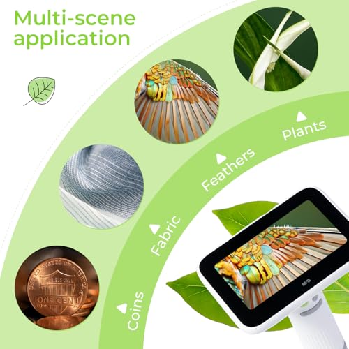 1000X Handheld Digital Microscope for Kids, 4.3" Large LCD Screen Rechargeable Portable Microscope, Take Photos & Videos, Outdoor Exploration Gift for Boys & Girls, Works with Windows & Mac