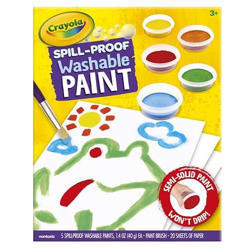 Crayola Spill Proof-Paint Set - Washable Paint for Kids, Includes Paint Brush & Paper, No Drip, Less Mess Arts & Crafts, Toddler Gift, Ages 3+ (Pack of 2) - size: 1 Count (Pack of 2)