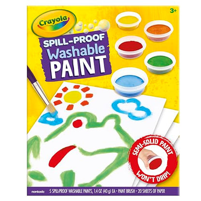 Crayola Spill Proof-Paint Set - Washable Paint for Kids, Includes Paint Brush & Paper, No Drip, Less Mess Arts & Crafts, Toddler Gift, Ages 3+ (Pack of 2) - size: 1 Count (Pack of 2)
