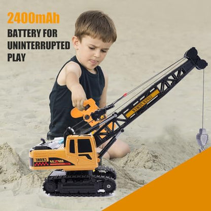 Jiakora Remote Control Crane Toy, 1:14 Scale RC Construction Vehicle with Metal Hook & 2 Batteries Included - Realistic Engineering Toy Truck, for Boys Girls 3 4 5 6 7 8 Years Old - style: Tower Crane