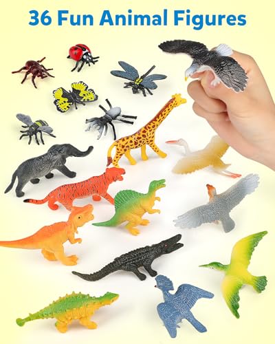 Coogam Sorting Toys for Toddles, Animals Figures Dinosaurs Birds Insects Cognition Matching Game Playset, Fine Motor Learning Activities Educational Toy Gift for 3 4 5 Year Old Kid - style: Animal theme