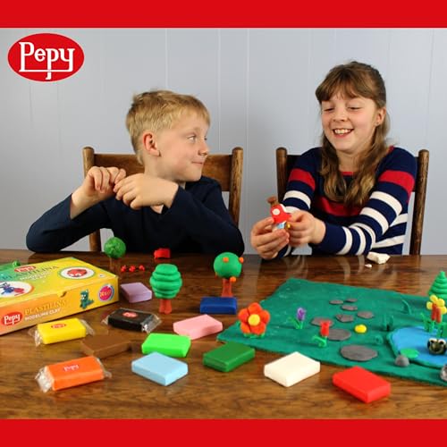 Pepy Plastilina Reusable and Non-Drying Modeling Clay Gift Set; Set of 24 Bars, 1.4 Ounce Each, 2 Each of 12 Colors, Perfect for Arts and Crafts Projects, Multicolor