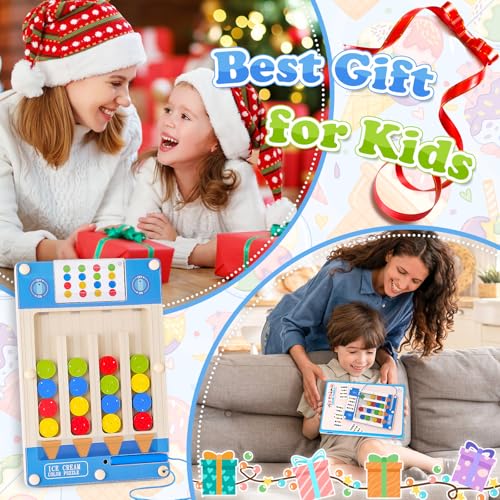 3 4 5 Year Old Boy Birthday Gift, Kids Magnetic Color Matching Puzzle Board - color: Ice Cream