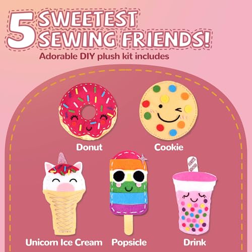 Cymbana Kids Sewing Kit, DIY Food Felt Plush Donuts, Ice Cream Kids Crafts - color: Sweets