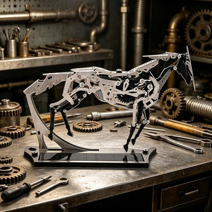 Solar-Powered Metal Mechanical Horse Model Kit, 165PCS