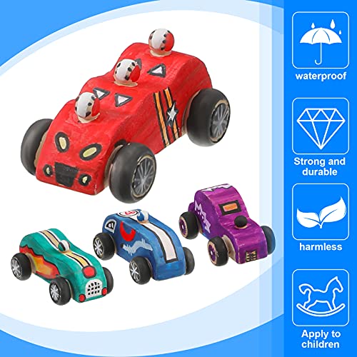 Zhanmai 24 Pcs Unfinished Wooden Cars DIY Paint Craft Toy for Kids Party