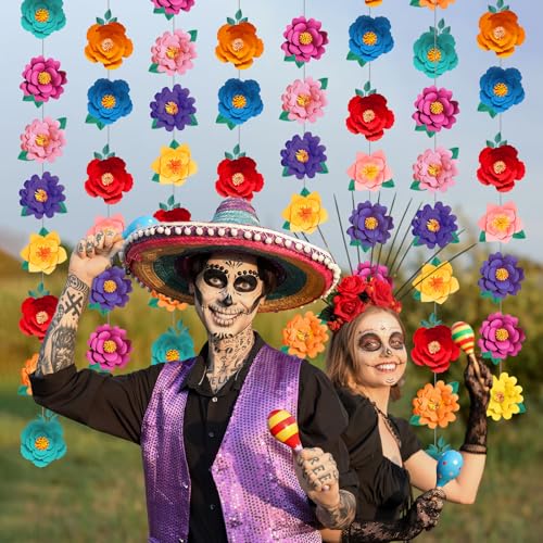 Spakon 8 Pcs Mexican Paper Flower Decorations Mexican Fiesta Garlands - color: Mexican Festival