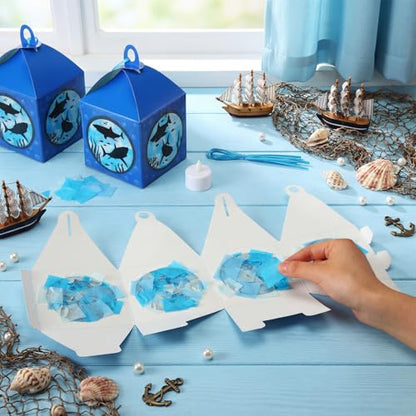 Simgoing 12 Sets Summer Shark Crafts DIY Shark Tissue Paper Beach Craft kit - style: Summer Shark