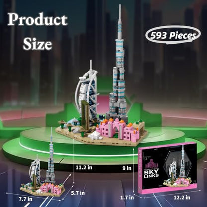 Architecture Dubai Skyline Building Set 3D Collection Model, Iconic Sail Hotel Building Model Home Office Décor, Unique Collectible Gift for Adult Travel or Architecture Enthusiasts - style: Dubai Skyline