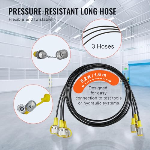 Hydraulic Pressure Test Kit, 250/400/600bar, 3 Gauges 9 Test Couplings 3 Test Hoses, Excavator Hydraulic Test Gauge Set with Portable Carrying Case for Excavator Tractors Construction Machinery - style: 3 Gauges 9 Test Couplings