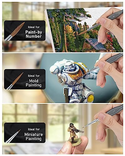 Nicpro Kolinsky Sable Miniature Paint Brushes, 11PCS Fine Detail Brush Set - size: 11 PCS (black)
