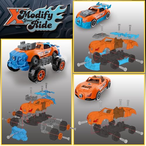 Pup Go 43 Pcs Take Apart Car for Boys Ages 3-8 Year, Build Your Own Car Set - color: Orange