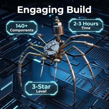 Steampunk 3D Metal Puzzle Spider 140+ Pcs Mechanical DIY Assembly Model Kit Desktop Display for Men Family and Friends(Mechanical Spider) - style: Mechanical Spider