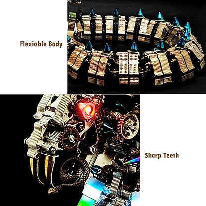 3D Metal Puzzles for Adults Mechanical King Cobra Models with Light, Colorful 3D Metal Model Kits to Build with Tool, DIY Assembly Desktop Toys Gifts - color: Silver