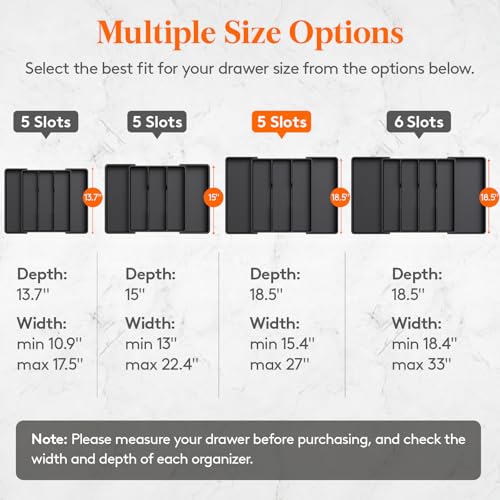 Lifewit Utensil Organizer for Kitchen Drawers, Expandable Utensil Tray - color: Black, size: XL(16-28''W x 18.5''D)