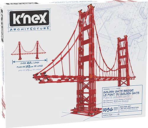 K'NEX Architecture: Golden Gate Bridge - Build IT Big - Collectible Building Set for Adults & Kids 9+ - New - 1,536 Pieces - Over 3 Feet Long - (Amazon Exclusive) - style: Golden Gate Bridge