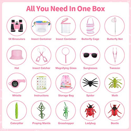 GIFTINBOX Bug Catcher Kit for Kids - Outdoor Explorer Toys Set for Kid - Bug Catching Kits with Binoculars Nature Adventure Toy for Girls Boys - Kids Exploration Gifts for Girl 3-12 Years Old