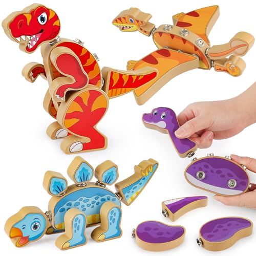 Coogam Dinosaur Snap Together Building Toys, Wooden Take Apart Dinosaur - style: Dinosaur