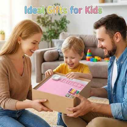AWOKE Silicone Painting Mat | 20"x16" No-Spill Art Mat with Quick-Attach Magnetic Water Cup, 12 Paint Wells & Palettes | Washable Table Protector for Toddlers & Kids Gifts (Pink) - color: Pink
