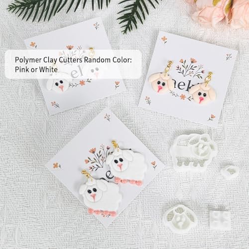 Xaekicr 4PCS Dog & Sheep Clay Cutters – Cute Polymer Clay Earring Cutters Set for Jewelry Making, Animal Clay Tools for DIY Projects, Polymer Clay Molds - color: S color