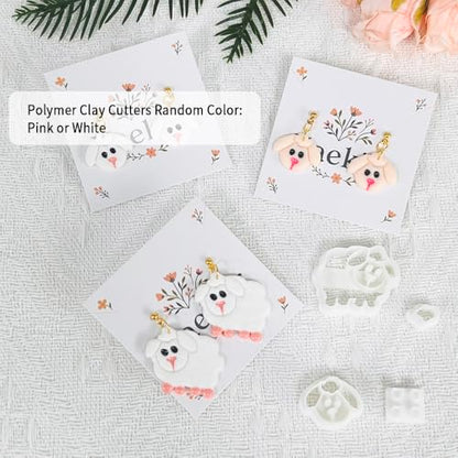 Xaekicr 4PCS Dog & Sheep Clay Cutters – Cute Polymer Clay Earring Cutters Set for Jewelry Making, Animal Clay Tools for DIY Projects, Polymer Clay Molds - color: S color