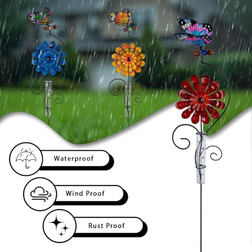 3 Pack Rain Gauge Outdoor, 5 Inch Tube Butterfly Rain Gauges - color: 3 Pcs-Butterfly&Flower