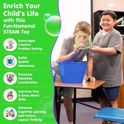 Build A Bubble Montessori 3D Bubble Maker Kit for Kids 8&Up – Fun-Filled, Screen Free Toy - 57-Piece STEM Building Toys Kit– Indoor Educational STEAM Bubble Toys that Help Your Child's Development
