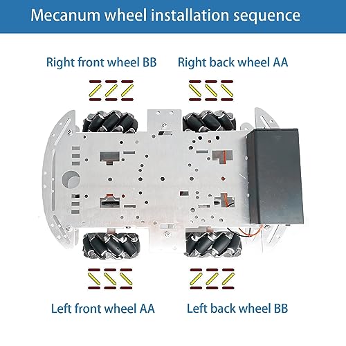 DIY Mecanum Wheel Car Kit with Metal Chassis and TT Motor Smart Robot 4WD Omnidirectional Car Programming Kit with Speed Encoder for Arduino/Microbit/Raspberry Pi for Adult Age 15+(Unassembled)