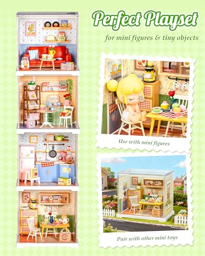 ROBOTIME Super Creator Kits, Miniature House Kit, DIY Plastic House Building Toy Set, Tiny Dining Making Kit Model Craft Hobby Unique Gift (Floral Dining Room) - color: Floral Dining Room