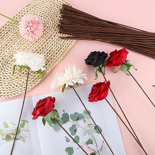 120 Pack Floral Wire Stems for Paper Flower Crafts - 2 Gauge, 16 Inch Artificial Wreath Making Supplies (Brown) - size: 2 Gauge Brown