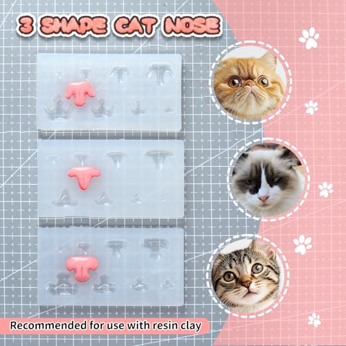 Nuvretk 8 Cute Silicone Molds for Needle Felting - Cat Nose Shapes for Stuffed Animals, DIY Crafts, and Accessories (T-Shaped) - size: CAT-T-shaped
