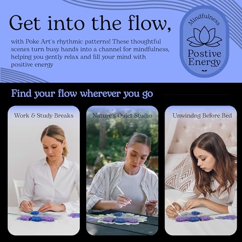 Unwynd Poke Art Lavender Flower Bouquet Kit for Adults, Women and Teens - style: Lavender