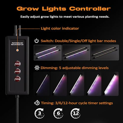 Patigrow 120-Cell Self-Watering Seed Starter Tray with Grow Light, Seed Starter Kit with 4.07” Humidity Dome, Indoor Seedling Starter Tray, Seed Starting Trays for Plant Germination, Seeds Growing