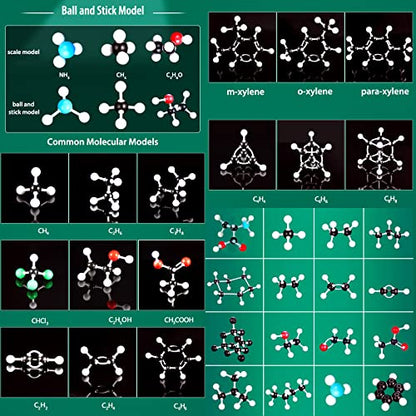 EXBEPE Organic Chemistry Molecular Model Kit 206pc Middle,High School Supplies, Educational Science Set Gift for Student to Learn Structure and Reactions