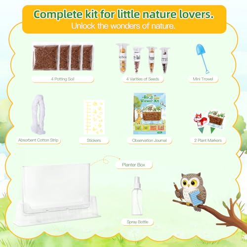 TitaniX Root Viewer Kit for Kids with 4 Seed Varieties, STEM Science Toy & Craft Growing Kits for Boys & Girls, Grow Your Own Plant for Ages 4-8 Birthday Gifts for Boy,4, 5, 6, 7, 8, Year Old