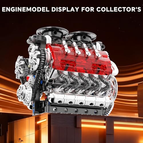 V8 Engine Model Kit That Runs - Twin-Turbo Engine Motor Building Block Sets, Motorized With Moving Pistons, Crankshaft & Rotating Fan, Best Stem Build Toy Gifts for Adults Kids Age 8+, 548 Pcs