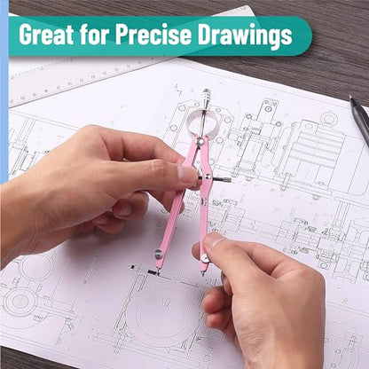 Mr. Pen- Professional Compass for Geometry, Extra Lead - color: Light Blue