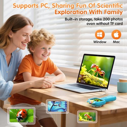 Kids Microscope, 2.4" Screen 600X Handheld Digital Microscope for Kids - color: blue