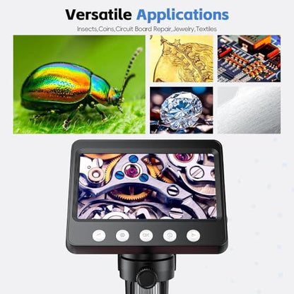 4.3" Digital Microscope for Adults, SKYEAR Coin Microscope 1000X Magnification with 8 Ajustable LED Fill Lights, USB Microscope for Windows/MacOS, Coin Collection Supplies-Black - color: Black