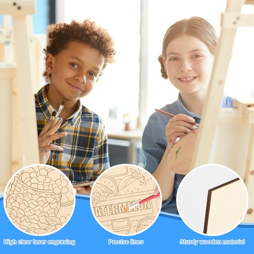 COCHIE 10 Pieces Large Summer Unfinished Wood Crafts to Paint for Adults, Bulk Predrilled Wooden Ornaments for Painting, Beach Pattern Paintable Wood Slices Craft Supplies with Ropes - color: Summer