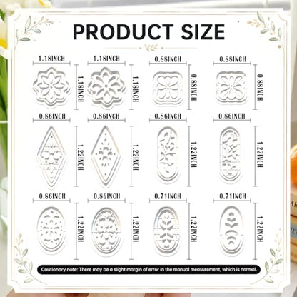 12 Pcs Floral & Geometric Polymer Clay Cutters Set - Flower, Oval & Diamond Shape Clay Cutters for Polymer Clay Jewelry Making, Earring & Craft Supplies - color: Geometry-12pcs