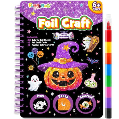 FUNNYB&G Foil Art Craft Kit for Kids, Halloween Crafts Gift Toy for Kids - style: Happy Halloween
