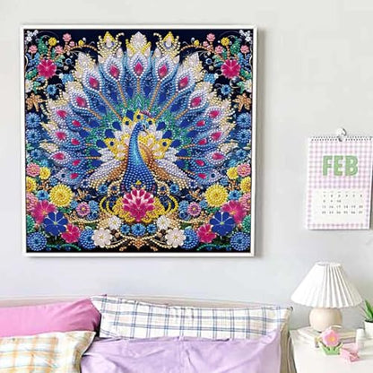 JATOK Diamond Art Kits for Adults, Peacock, Special-Shaped Gems - color: Amber
