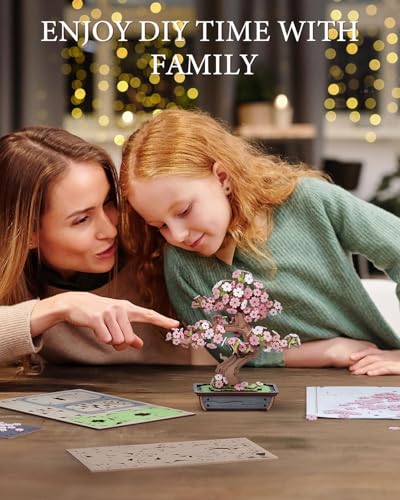 Rowood 3D Puzzles for Adults,Mother's Day DIY Wooden Flower Cherry Blossom Sakura Bonsai Tree Botanical Collection Building Set Craft Kits for Adults,Gift on Christmas Birthday - style: Sakura Bonsai
