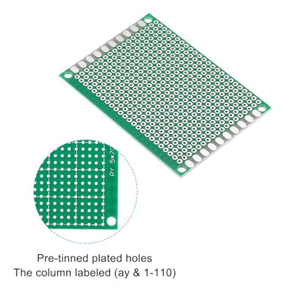 PATIKIL 2.8" x 2" PCB Board Circuit, 10 Pcs Prototype Perfboard Solder Boards for DIY Soldering and Electronic Project Circuit Boards Solderable Breadboard, Green
